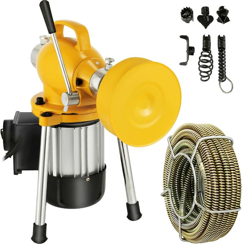 Photo 1 of 
Mophorn Drain Cleaner Machine 66Ft x2/3Inch, Electric Drain Auger with 2 Cables for 3/4" to 4" Pipes, Electric Drain Cleaner with Autofeed Function...
Color:Yellow Color