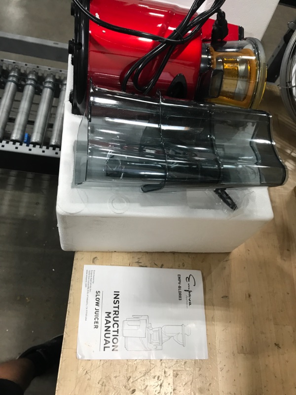 Photo 2 of (PARTS ONLY)Empava Masticating Slow Juicer 150W Cold Press Juicer Machine Reverse Function High Juice Yield Juicer Extractor with Big Feed Chute Red Compact Red