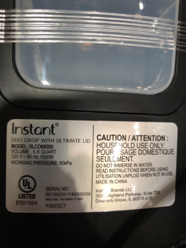 Photo 4 of * item used * not functional * sold for parts * repair *
Instant Pot Duo Crisp Ultimate Lid, 13-in-1 Air Fryer and Pressure Cooker Combo, Sauté, Slow Cook, Bake, Steam