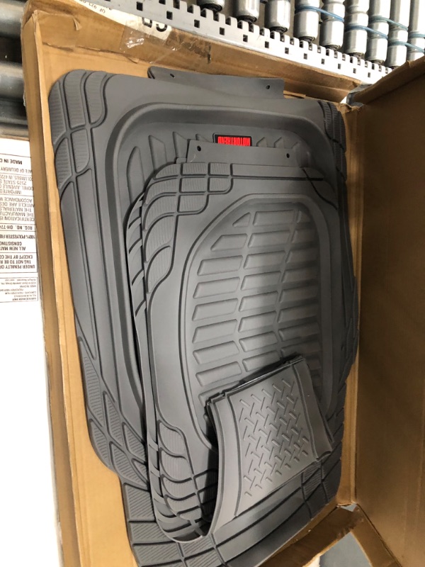 Photo 2 of Motor Trend 923-GR Gray FlexTough Contour Liners-Deep Dish Heavy Duty Rubber Floor Mats & Van-All Weather Protection Trim & Premium FlexTough All-Protection Cargo Liner Trunk Mat, Gray, 54" x 37"