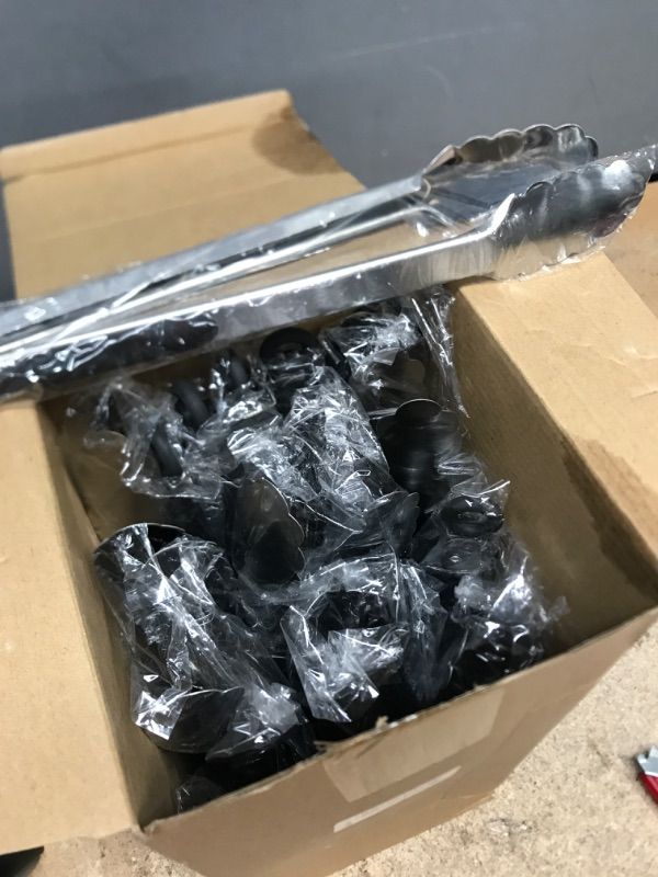 Photo 1 of 24 Pcs Stainless Steel Kitchen Tongs Metal Locking Tongs for Cooking 9 Inch 12 Inch Silicone Non-slip Grip Grilling Cooking Tongs Locking Food Tongs for Serving BBQ Salad Kitchen Utensils