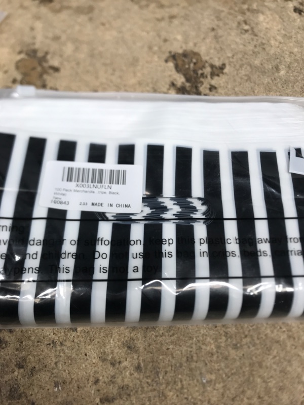 Photo 2 of 100 Pack Black Stripe Bags Thank You Bags for Business Thick Glossy Retail Bags Bulk 8 x 10 Inch Plastic Shopping Bags with Handles Boutique Bags