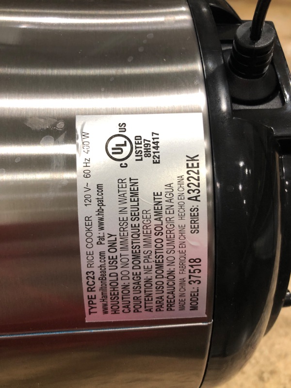 Photo 1 of Hamilton Beach Digital Programmable Rice Cooker & Food Steamer, 8 Cups Cooked (4 Uncooked), With Steam & Rinse Basket, Stainless Steel (37518) 8 Cups Cooked (4 Uncooked) Rice Cooker