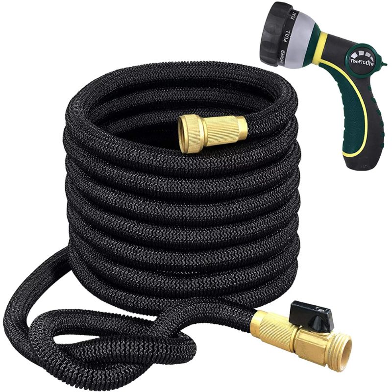 Photo 1 of (SEE NOTES) TheFitLife Flexible and Expandable Garden Hose - Triple Latex Core with 3/4" Solid Brass Fittings and 8 Function Spray Nozzle, Easy Storage Kink Free Water Hose (100FT)
