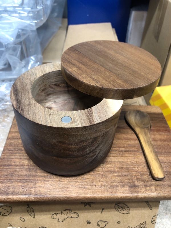 Photo 2 of **INACCURATE STOCK PHOTO** KITCHENDAO Acacia Wood Salt Cellar Bowl