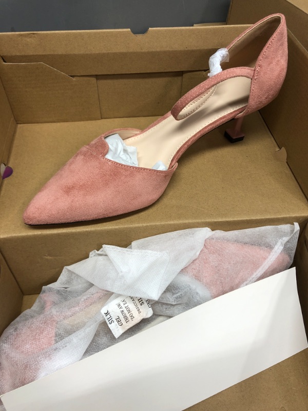 Photo 1 of Ownmeen Womens Pointed Toe Pumps Ankle Strap Buckle Closure D'Orsay Flared Heel Dress Shoes SIZE 9 PINK 