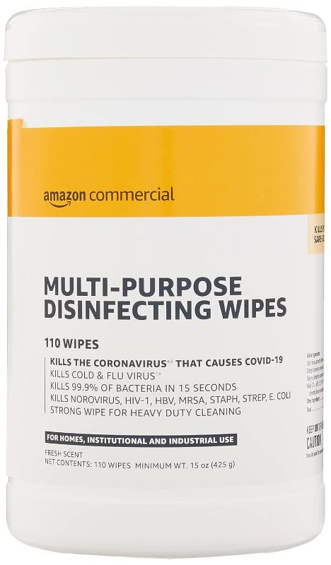 Photo 2 of AmazonCommercial Multi-Purpose Disinfecting Wipes, 2 PK 110 EACH 