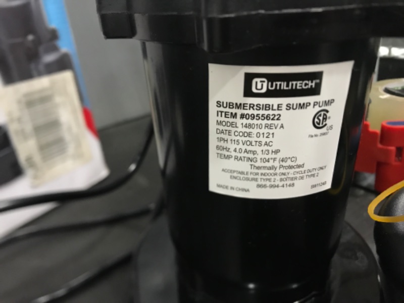 Photo 3 of Utilitech 0.33-HPAluminum Submersible Sump Pump 148010