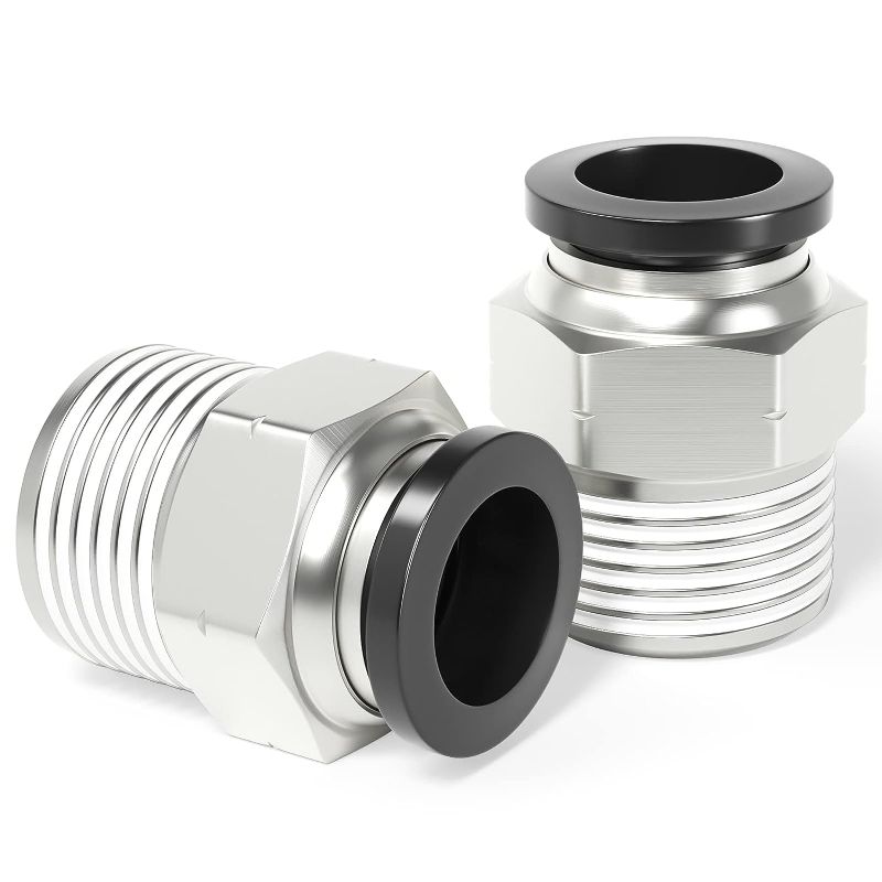 Photo 1 of AILONZ PNEUMATIC Male Straight 10mm Tube OD x 1/2 Inch NPT Thread Push to Connect Fittings PC10-N4 (Pack of 10)