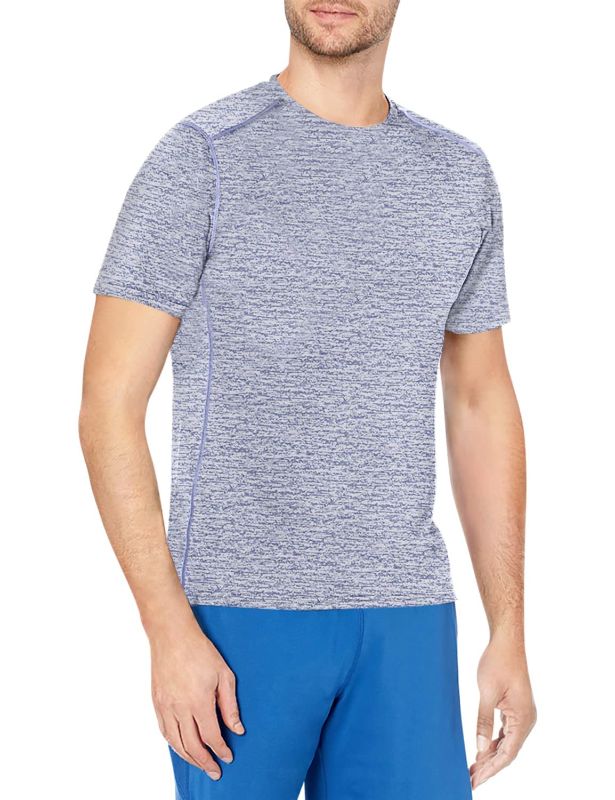 Photo 2 of (2 PK BUNDLE) Amazon Essentials Men's Tech Stretch Short-Sleeve T-Shirt Medium Navy Space Dye && Amazon Essentials Men's Slim-Fit Short-Sleeve Crewneck T-Shirt, Multipacks Medium White Pocket