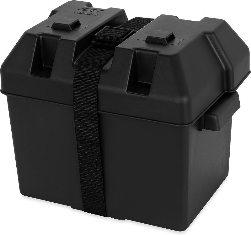 Photo 1 of (SEE NOTES) Camco Heavy Duty Battery Box with Straps and Hardware - Group 24 |Safely Stores RV, Automotive, and Marine Batteries |Durable Anti-Corrosion Material | Measures 7-1/4" x 10-3/4" x 8" | (55363)
