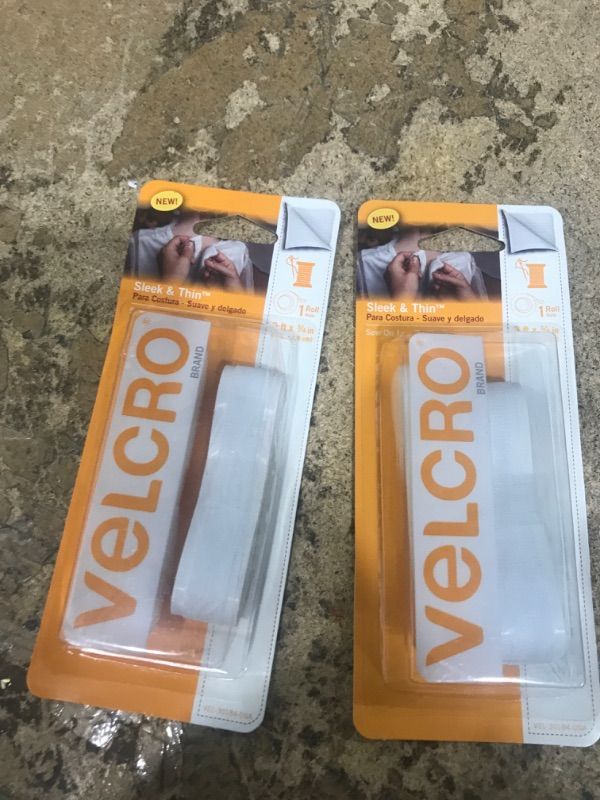 Photo 2 of VELCRO Brand Sleek and Thin for Fabrics | 3ft x 3/4in Tape, White | Soft on Skin Ultra Light with Sewing Lane Technology, SEW ON White 3ft x 3/4in-- 2 ITEMS 