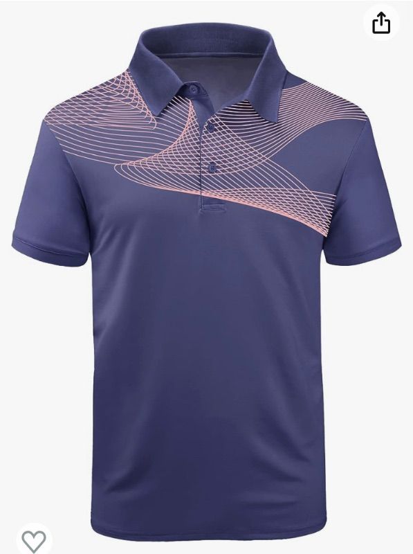 Photo 1 of Men's Print Golf Polo Shirts Short Sleeve Casual Performance Lightweight Tennis Polo large