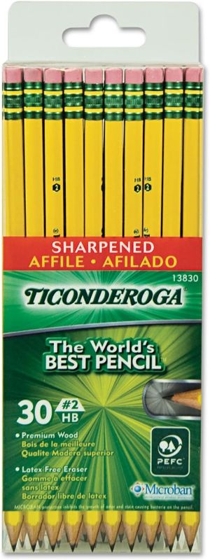 Photo 1 of Dixon Ticonderoga Pre-Sharpened with Erasers Pencils, #2, Yellow, 30 Pencils (