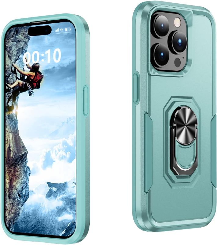 Photo 1 of PARKTREE Ring Holder Armor for iPhone 14 Pro Case,[10 ft Grade Drop ] Military Shockproof Protective(Green)