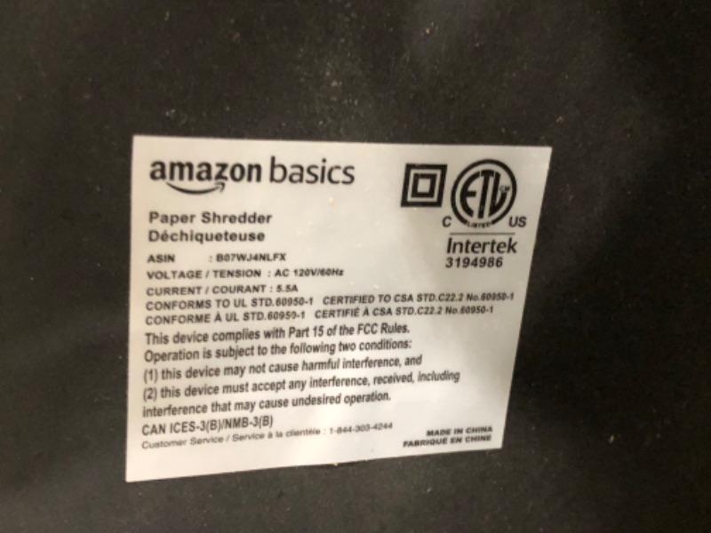 Photo 4 of Amazon Basics 24-Sheet Cross-Cut Paper, CD and Credit Card Home Office Shredder with Pullout Basket 24 Sheet Shredder