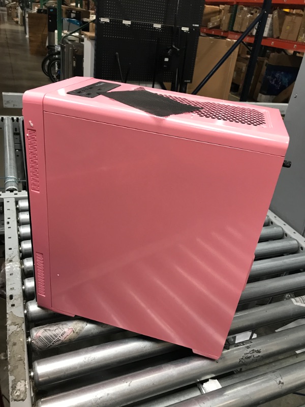 Photo 2 of Apevia Aura-S-PK Mid Tower Gaming Case with 2 x Full-Size Tempered Glass Panel, Top USB3.0/USB2.0/Audio Ports, 4 x RGB Fans, Pink Frame Aura Pink-Spectra