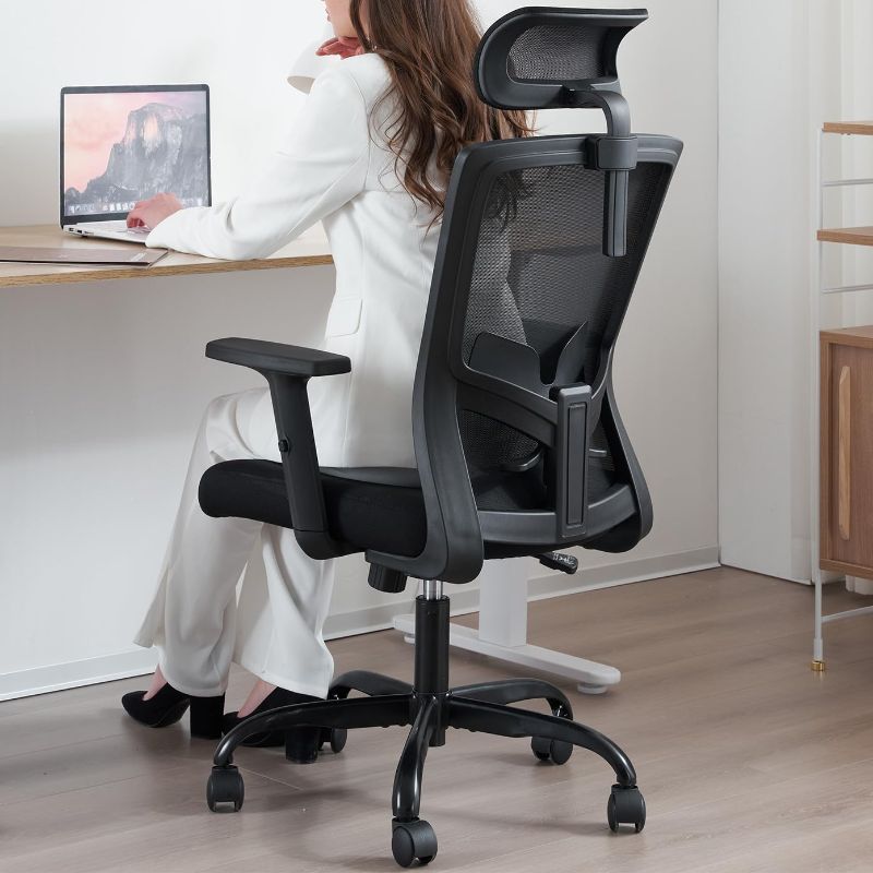 Photo 1 of Ergonomic Office Chair, Large Tall Office Chair High Back, Adjustable Headrest with 2D Armrest, Lumbar Support, Swivel Computer Task Chair for Office, Tilt Function
