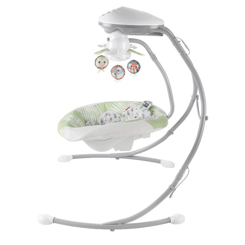 Photo 1 of ?Fisher-Price Snow Leopard Baby Swing, Dual-Motion Newborn Seat with Music, Sounds, and Motorized Mobile
