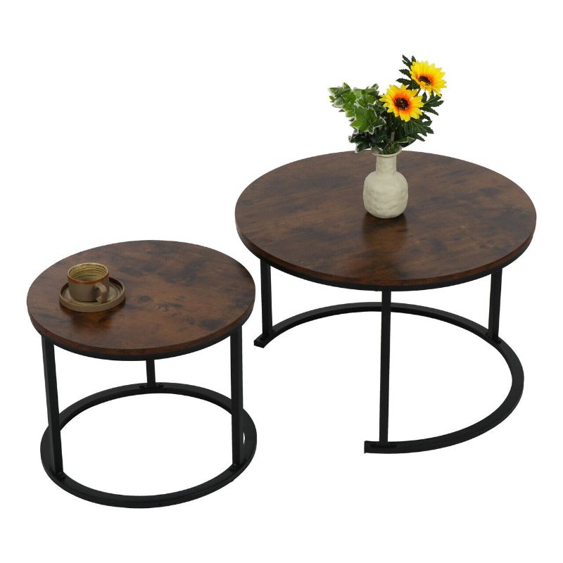 Photo 1 of 27" Modern Nesting Coffee Table Set - Rustic Brown
