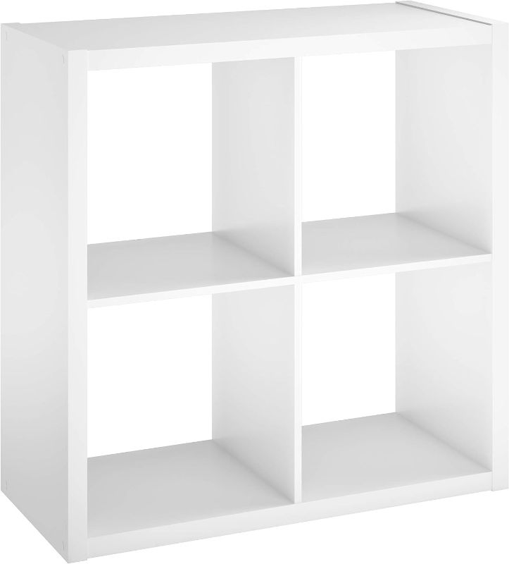 Photo 1 of Kings Brand Furniture White Wood 4 Cube Organizer Storage Bookcase