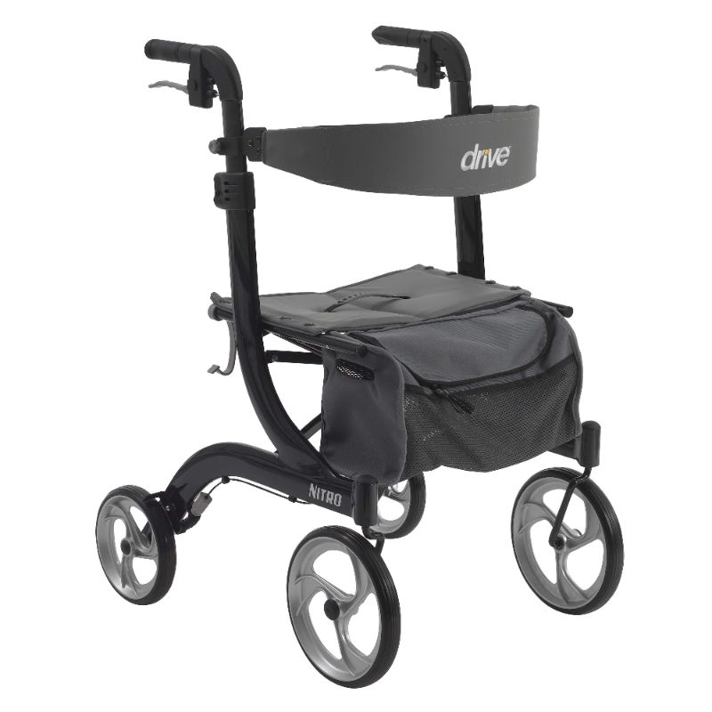 Photo 1 of 4 Wheel Rollator Nitro Black Adjustable Height Aluminum Frame Black 1 Each by Drive Medical
