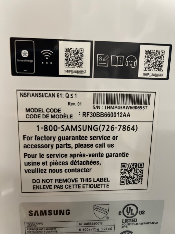 Photo 8 of **SEE NOTES/FOR PARTS ONLY**
Samsung Bespoke 30.1-cu ft Smart French Door Refrigerator with Dual Ice Maker and Door within Door (White Glass- All Panels) ENERGY STAR