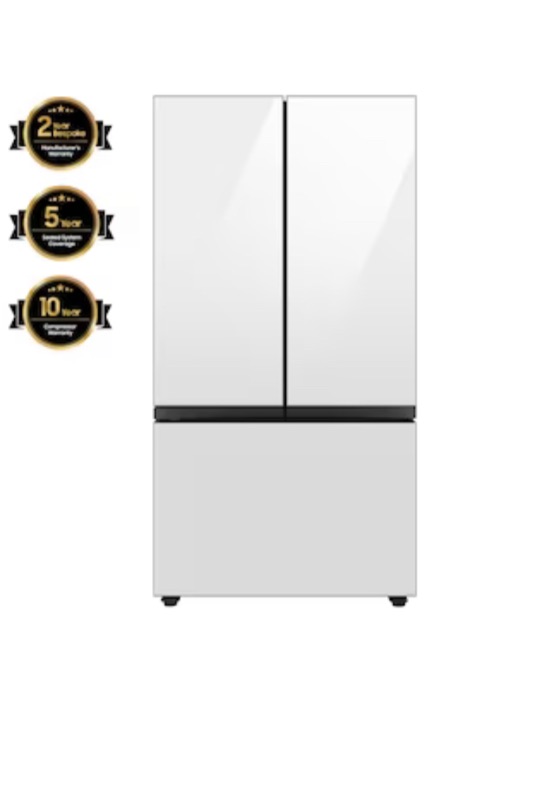 Photo 1 of **SEE NOTES/FOR PARTS ONLY**
Samsung Bespoke 30.1-cu ft Smart French Door Refrigerator with Dual Ice Maker and Door within Door (White Glass- All Panels) ENERGY STAR