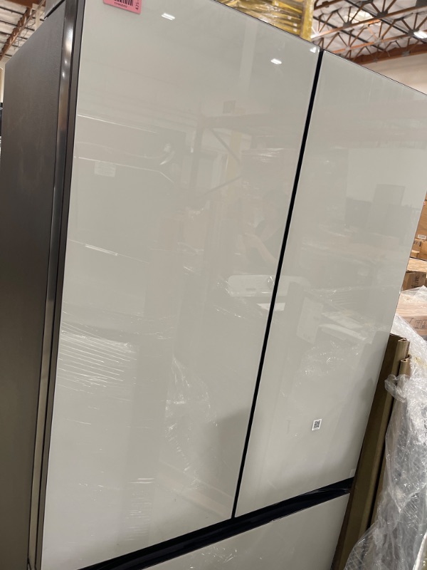 Photo 3 of Samsung Bespoke 30.1-cu ft Smart French Door Refrigerator with Dual Ice Maker and Door within Door (White Glass- All Panels) ENERGY STAR