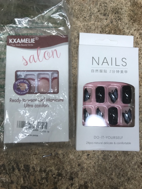 Photo 2 of **BUNDLE OF TWO** KXAMELIE Short Square French Tip Press on Nails Short Red ,Short False Nails Glue on Nails With Glue for Daily Wear,French Manicure Press on Nails for Women Gilrs Acrylic Nails Press on Summer Cute Nails,24PCS Pattern red