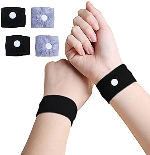 Photo 1 of *TWO PACK* 2 Pairs Motion Sickness Relief Wristbands Anti Nausea Wrist Bands Bracelet for Car Sea Flying Trip and Pregnancy Morning Sickness Adults and Children (Black and Gray) and Apple Watch band