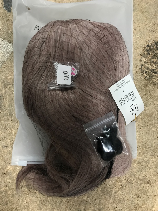 Photo 2 of **TWO PACK** Wig + Hairpin for Chiaki Cosplay Short Pink Bob Wig Straight Cute Sweet Hair Wigs for Halloween Party with Cap Platinum Pink