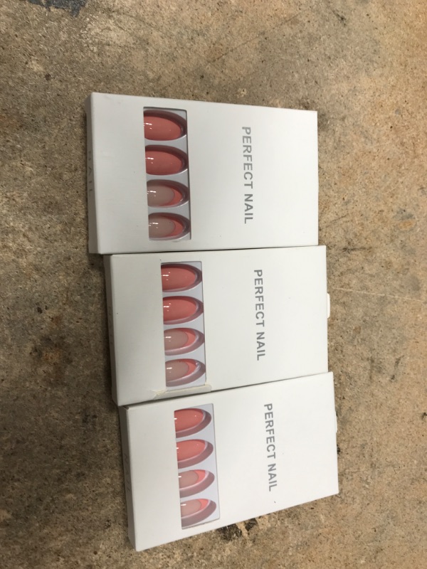 Photo 2 of **THREE PACK** KXAMELIE Coral Pink Press on Nails Short Nails for Women Gel Fake Nails Press on Nude Glue on Nails Short French Nails Kit Acrylic Set Summer Press on Nails Natural False Nails Set Oval Nails for Girls 24 Pieces