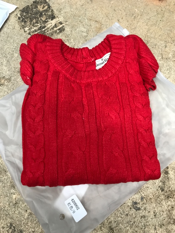 Photo 2 of BesserBay Girls Cable Knit Solid Sweater Flutter Sleeve Ruffle Sweatshirt 1-10 Years Red 2T