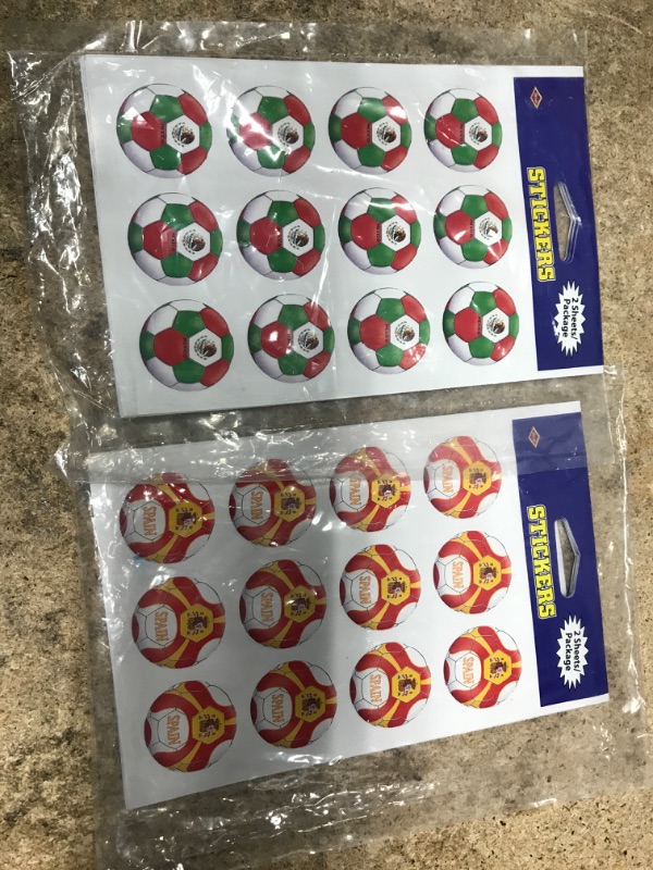 Photo 2 of **TWO PACK** World Cup or International Soccer Ball Stickers, 6 Sheets (Mexico) (Spain)