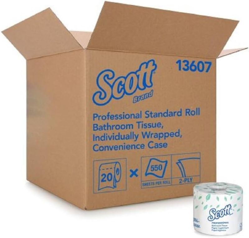 Photo 1 of - SCOTT Standard Roll Bathroom Tissue, 2-Ply, 550 Sheets/Roll, 20 Rolls/Carton
