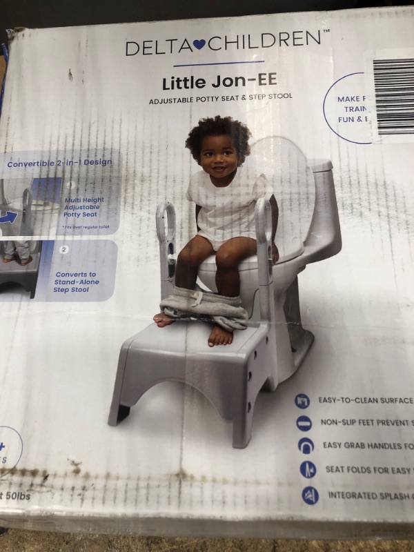 Photo 1 of Delta Children Little Jon-EE Adjustable Potty Seat and Step Stool, White/Grey