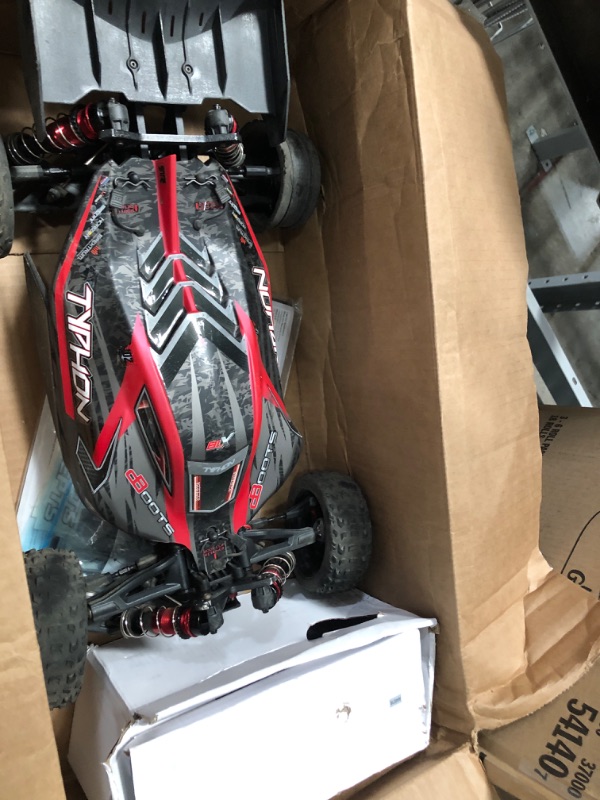 Photo 2 of ARRMA RC Car 1/8 Typhon 6S V5 4WD BLX Buggy with Spektrum Firma RTR (Ready-to-Run), Black and Red, ARA8606V5