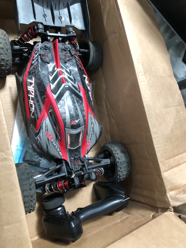 Photo 4 of ARRMA RC Car 1/8 Typhon 6S V5 4WD BLX Buggy with Spektrum Firma RTR (Ready-to-Run), Black and Red, ARA8606V5