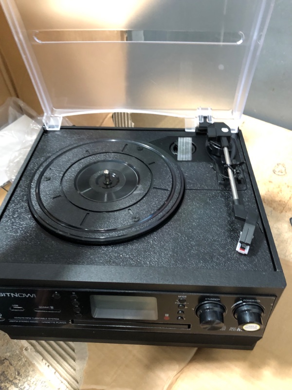 Photo 3 of DIGITNOW Bluetooth Record Player Turntable with Stereo Speaker, LP Vinyl to MP3 Converter with CD, Cassette, Radio, Aux in and USB/SD Encoding, Remote Control, Audio Music Player Built in Amplifier