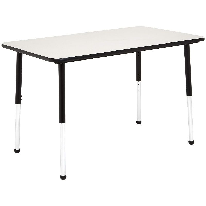 Photo 1 of Amazon Basics Rectangular School Activity Kids Table, Ball Glide Legs, Adjustable Height 19-30 Inch, Grey Top/Black Edge, 
