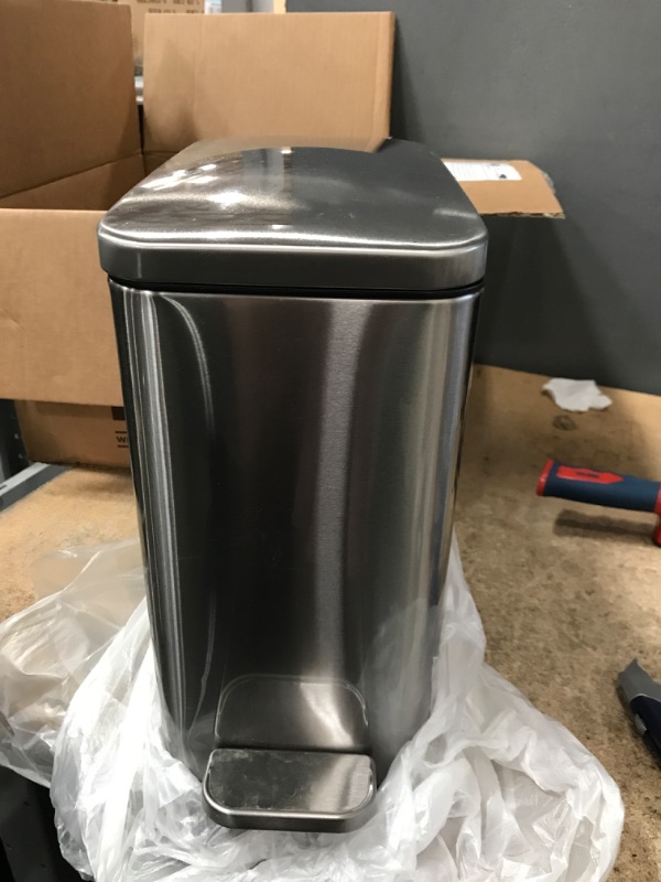 Photo 1 of 1.3 Gallon- Rectangular Small Steel Step Trash Can Wastebasket,Stainless Steel Bathroom Slim Profile Trash Can,5 Liter Garbage Container Bin for Bathroom,Living Room,Office and Kitchen,Silver