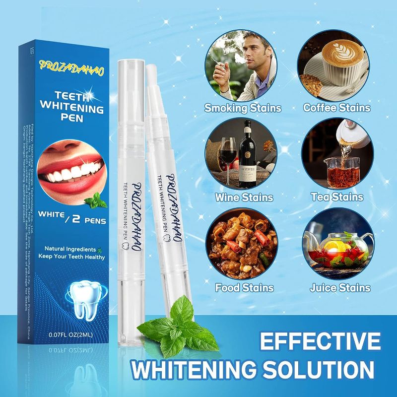 Photo 1 of **TWO PACK** Teeth Whitening Pen, 2 Pcs Teeth Stain Remover to Whiten Teeth, Effective Teeth Whitening Gel Pen, 20+ Uses, Easy to Use at Home Travel, Painless, No Sensitivity, Mint Flavor
