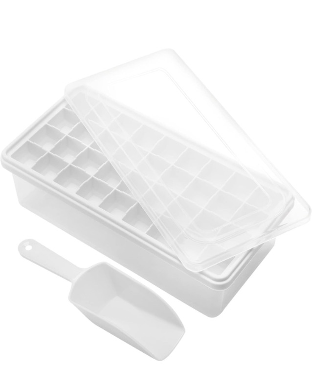 Photo 1 of  Food-grade Silicone Ice Cube Tray with Lid and Storage Bin for Freezer, Easy-Release 36 Small Nugget Ice Tray with Spill-Resistant Cover&Bucket, Flexible Ice Cube Molds with Ice Container, Scoop Cover