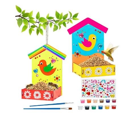 Photo 1 of 2PK-Arts and Crafts for Kids, 2-Pack Make Your Own Bird Feeder Painting Kit with Diamond Stickers, Educational Fun Kids Craft for Girls Boys Age 3-5 4-8 8-12
