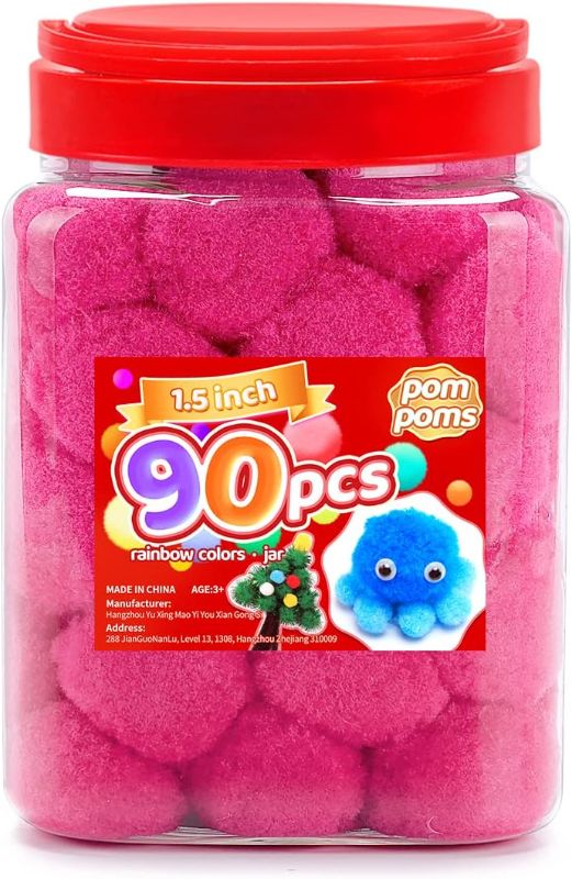 Photo 2 of 2 PK- Praisebank Purple & Pink Pom poms, 90pcs, 1.5inch/4cm, Pom Poms for Arts and Crafts, Pom Pom Balls in jar,Pom Poms for Crafts. 1.5inch/4cm Purple & Pink