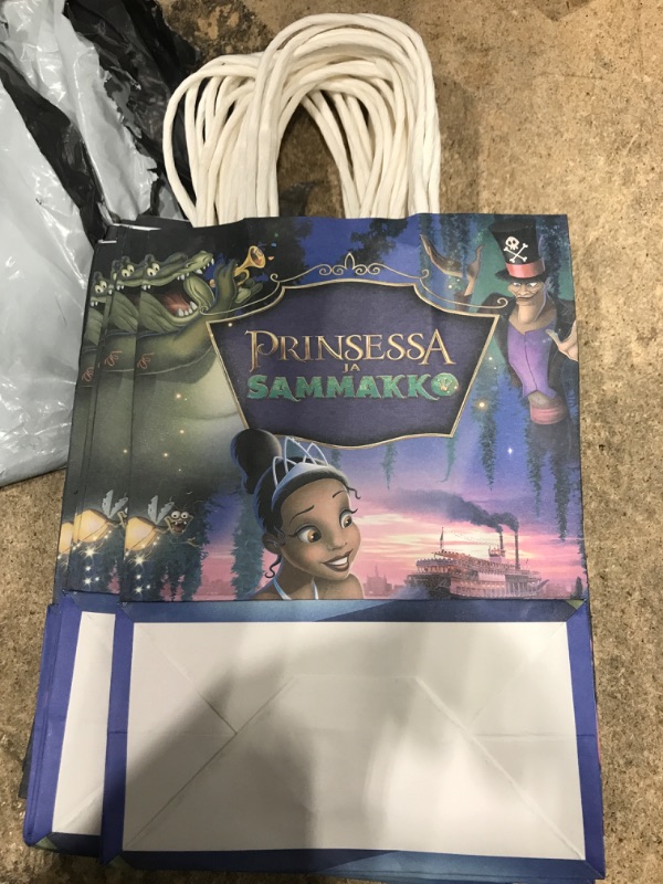 Photo 2 of 16 Pack Princess and The Frog Party Favor Bag, Little Princess Tiana Paper Bags The Frog Sweet Candy Gift Bags and Princess and The Frog Party Decorations Supplies