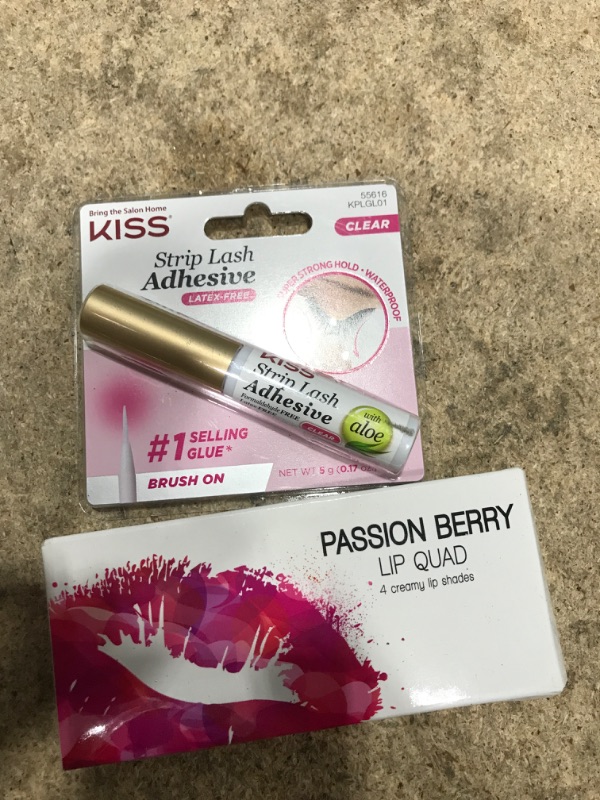 Photo 2 of **BUNDLE OF TWO** KISS 0.17 Ounce (Pack of 1) and Passion Berry Lip Quad 