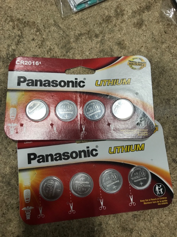 Photo 2 of 2 pk- Panasonic CR2016 3.0 Volt Long Lasting Lithium Coin Cell Batteries in Child Resistant, Standards Based Packaging, 4 Pack
