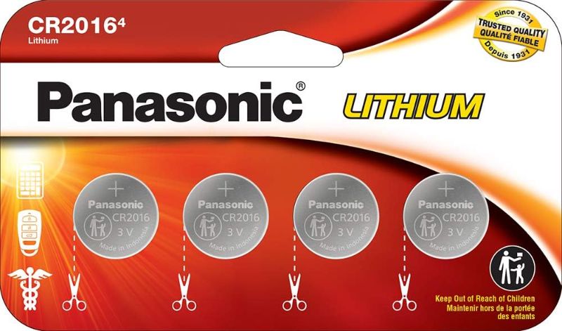 Photo 1 of 2 pk- Panasonic CR2016 3.0 Volt Long Lasting Lithium Coin Cell Batteries in Child Resistant, Standards Based Packaging, 4 Pack
